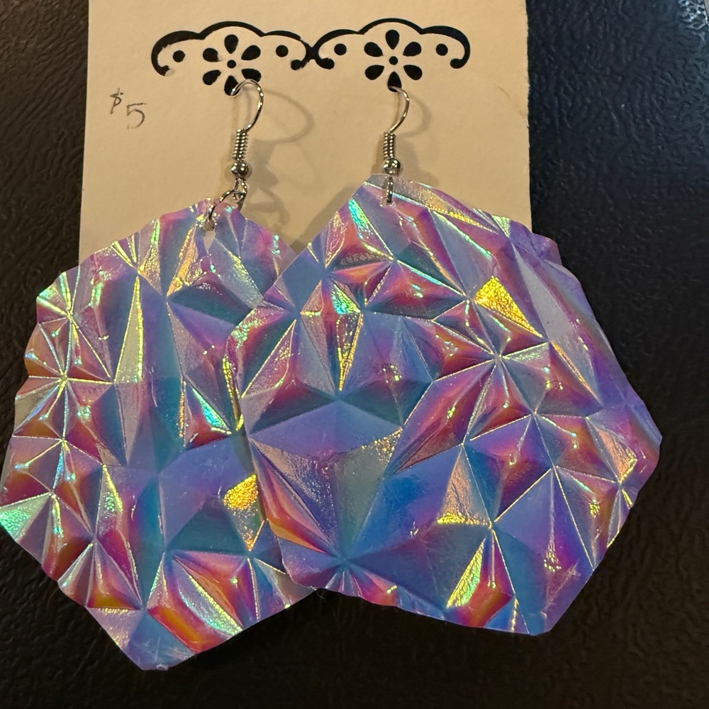 Holographic Geometric Earrings